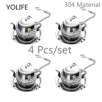 4Pcs/set Teapot Shape Stainless Steel Fine Mesh Tea Strainer Reusable Loose Leaf Infuser Spice Filter , Europe SGS Test Pass
4Pcs/set Teapot Shape Stainless Steel Fine Mesh Tea Strainer Reusable Loose Leaf Infuser Spice Filter , Europe SGS Test Pass