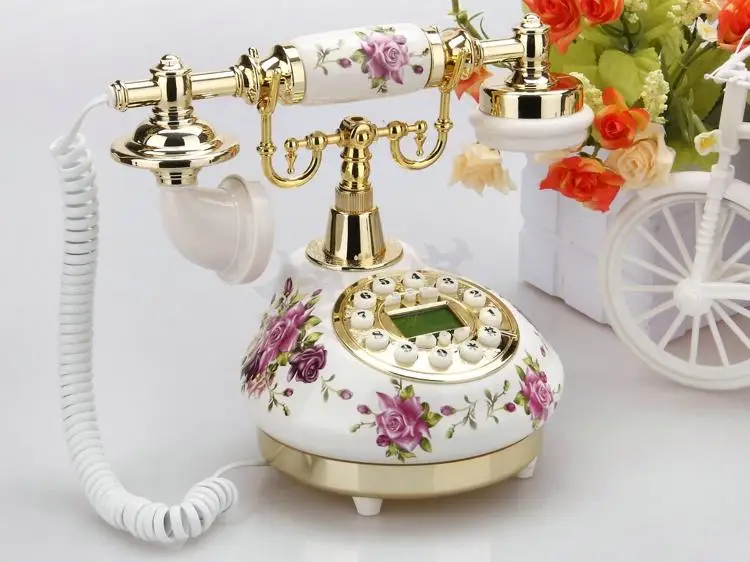 Description Picture 5 of itemWhite Antique Telephone Corded Landline Home Phones Vintage Classic Ceramic Home Telephone Antique Home Office Art Shops Gift