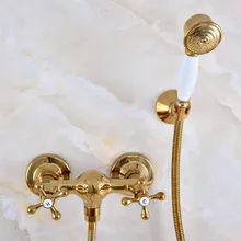Luxury Polished Gold Color Brass Bathroom Hand Held Shower Head Faucet Set Mixer Tap Dual Cross Handles mna975
Luxury Polished Gold Color Brass Bathroom Hand Held Shower Head Faucet Set Mixer Tap Dual Cross Handles mna975