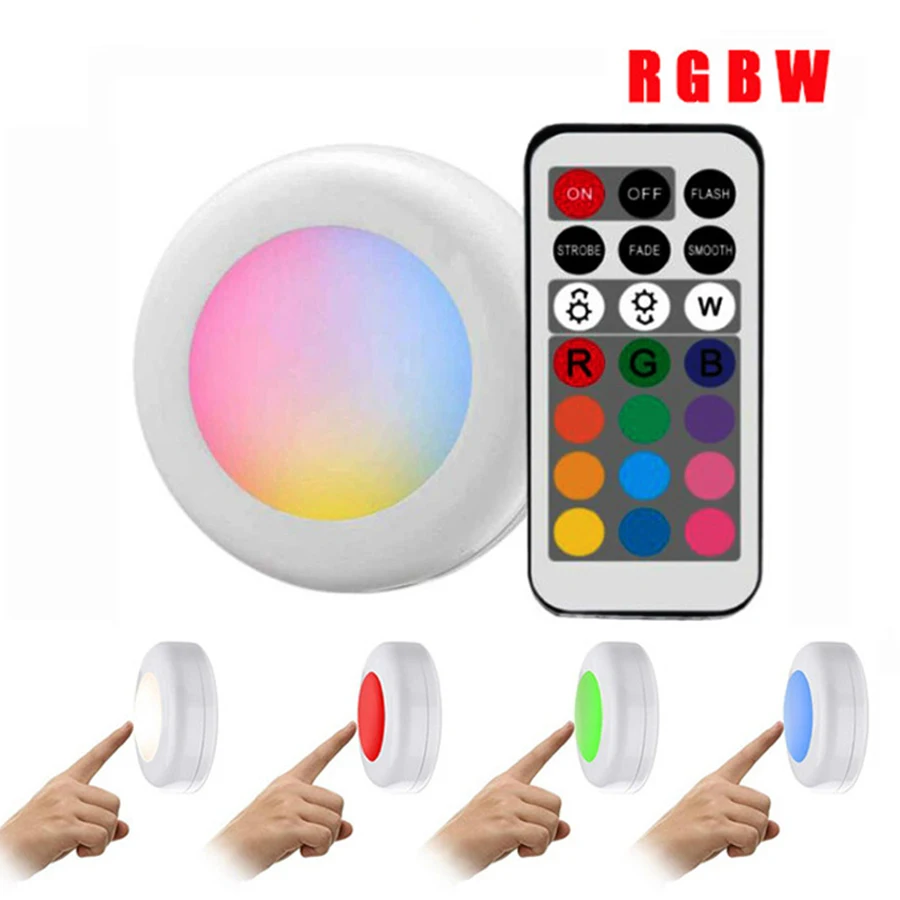 12-Color-RGBW-LED-Night-Light-Wireless-Remote-Controller-Battery-Powered-Touch-Sensor-Under-Cabinet-Lights