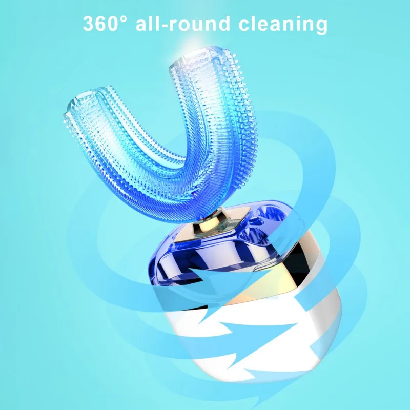 360 Degrees Intelligent Automatic Sonic Electric Toothbrush U Type Tooth Brush Charging Tooth Whitening Blue Light Healthy
360 Degrees Intelligent Automatic Sonic Electric Toothbrush U Type Tooth Brush Charging Tooth Whitening Blue Light Healthy