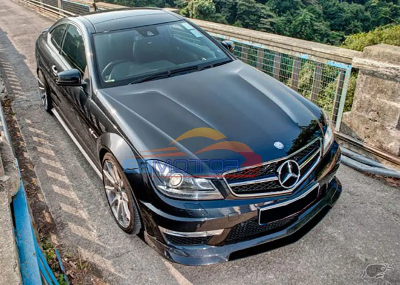 Real carbon fiber Rev Front Lip spoiler For Mercedes Benz W204 C63 AMG 11-13 2