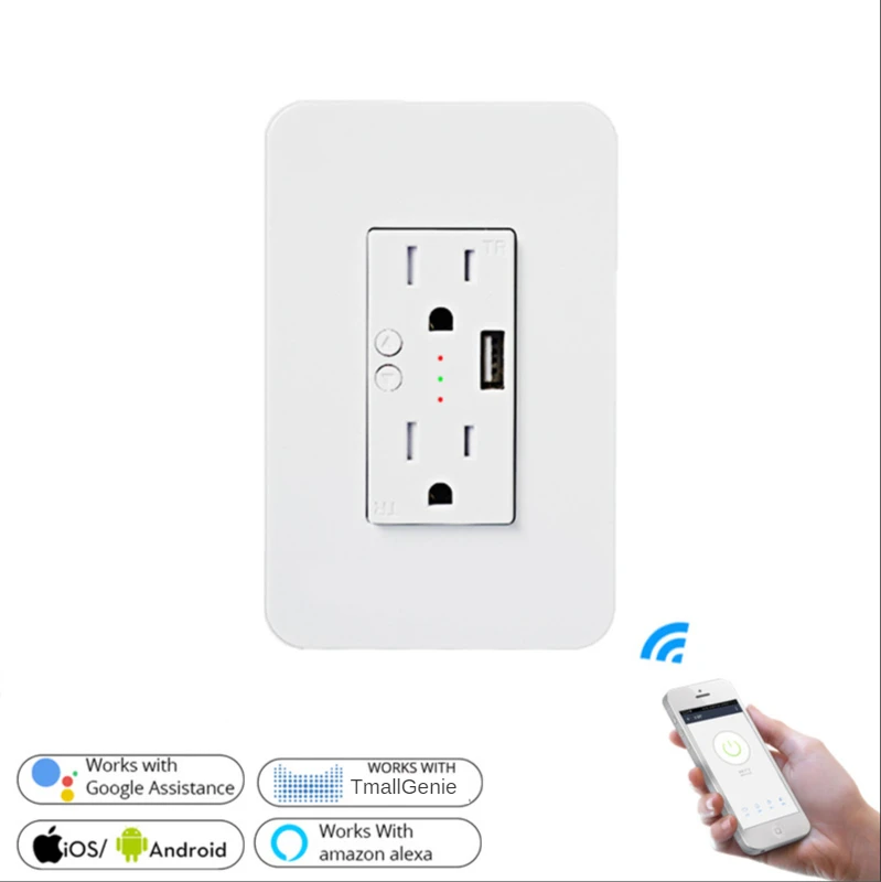 Умная розетка с Wi-Fi, Настенная электрическая розетка с USB, с дистанционным управлением, работает с Alexa Google Smart Home
Умная розетка с Wi-Fi, Настенная электрическая розетка с USB, с дистанционным управлением, работает с Alexa Google Smart Home