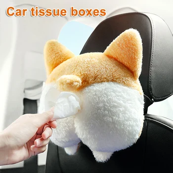 

New Corgi Butt Cat Car Tissue Holder Napkin Box Vehicle Backseat Tissue Case Holder for Home Car Bathroom