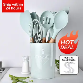 Cooking Utensils Set Heat Silicone Kitchenware Resistant Kitchen Non-Stick Cooking Utensils Baking Tools With Storage Box Tools
Cooking Utensils Set Heat Silicone Kitchenware Resistant Kitchen Non-Stick Cooking Utensils Baking Tools With Storage Box Tools