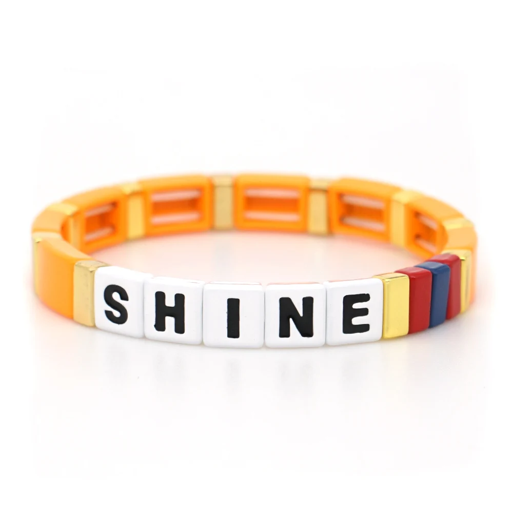 Shinus Letter SHINE Bracelet Fashion Women Men Painted Cuff Bangle Jewelry Stackable Stack Elastic Stretch Enamel Tile Bracelets
Shinus Letter SHINE Bracelet Fashion Women Men Painted Cuff Bangle Jewelry Stackable Stack Elastic Stretch Enamel Tile Bracelets