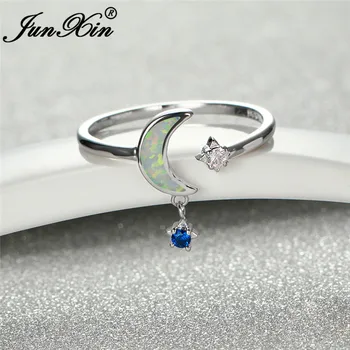 Blue White Fire Opal Ring Small Star Moon Rings For Women White Gold Zircon Dangle Ring Wedding Band Stacking Thin Ring Jewelry
Blue White Fire Opal Ring Small Star Moon Rings For Women White Gold Zircon Dangle Ring Wedding Band Stacking Thin Ring Jewelry