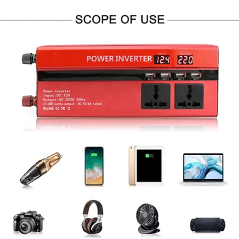 Peak 2000W 12V 220V/110V LCD Display Car Power Inverter Converter Adapter 4 USB Ports Voltage Transformer Modified Sine Wave
Peak 2000W 12V 220V/110V LCD Display Car Power Inverter Converter Adapter 4 USB Ports Voltage Transformer Modified Sine Wave