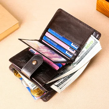 JIAMEN New Genuine Leather RFID Vintage Wallet Men with Coin Pocket Short Wallets Small Zipper Walet with Card Holders Man Purse
JIAMEN New Genuine Leather RFID Vintage Wallet Men with Coin Pocket Short Wallets Small Zipper Walet with Card Holders Man Purse