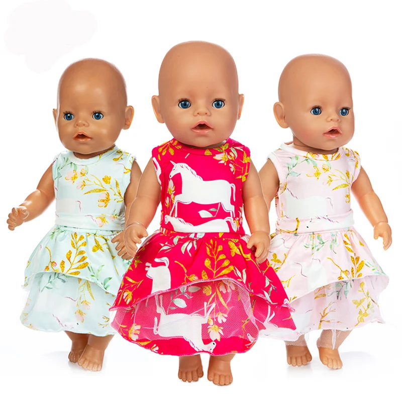 

3Color Choose Dress Set Clothes Wear for 43cm/17inch Baby Doll , Children best Birthday Gift(only sell clothes)