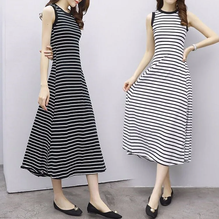 2019 New Style Korean-style Elegant Slimming Striped Dress Women's Summer over-the-Knee Simple Sleeveless Sundress A- line Long
2019 New Style Korean-style Elegant Slimming Striped Dress Women's Summer over-the-Knee Simple Sleeveless Sundress A- line Long