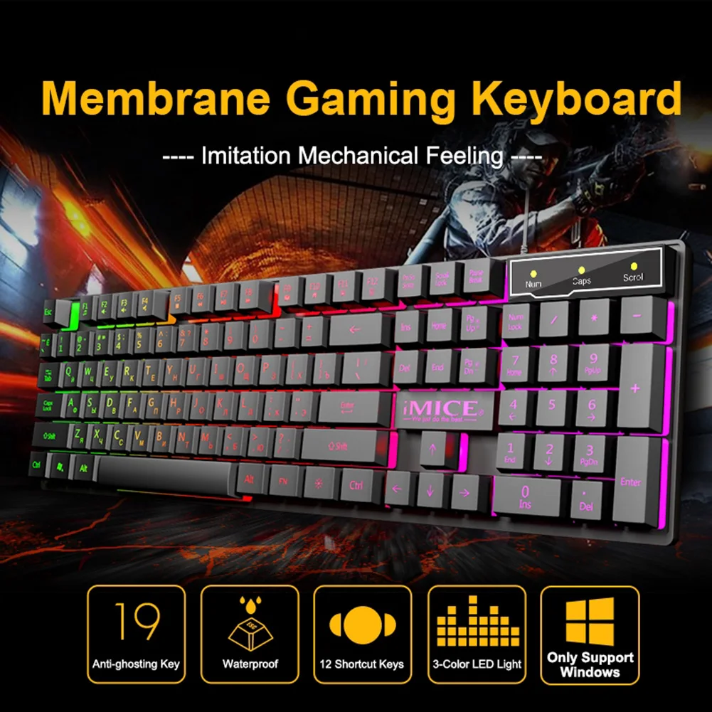 Игровая клавиатура Teclado Mecanico USB Проводная подвесная светодиодный светодиодной