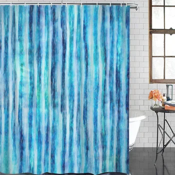 Modern Curtain Watercolor Color Blue Stripes Printed Bathroom Shower Curtain Bathroom Decor Waterproof Fabric Shower Curtain
Modern Curtain Watercolor Color Blue Stripes Printed Bathroom Shower Curtain Bathroom Decor Waterproof Fabric Shower Curtain