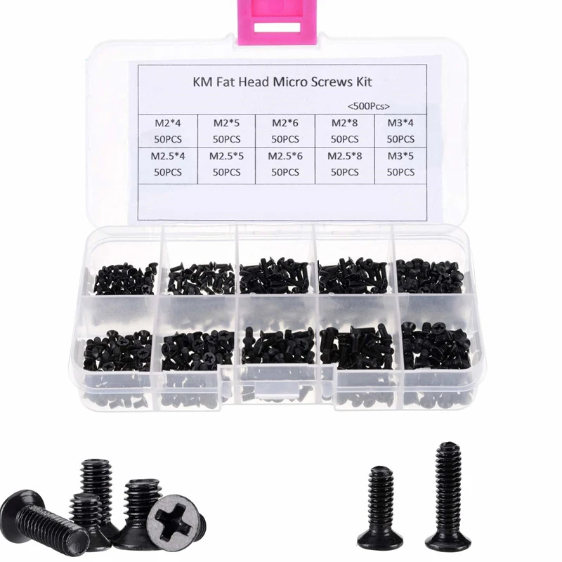 Screw set kit scre250Pcs / 500Pcs M2 M2.5 M3 KM screw flat head Phillips screw for small computer notebook computer Notew
Screw set kit scre250Pcs / 500Pcs M2 M2.5 M3 KM screw flat head Phillips screw for small computer notebook computer Notew
