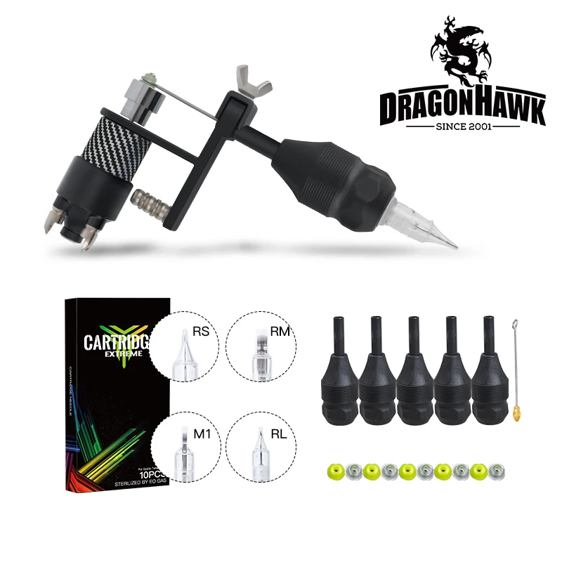New Dragonhawk Complete Tattoo Kit Motor Machine Gun Power Supply Needles Grips 
New Dragonhawk Complete Tattoo Kit Motor Machine Gun Power Supply Needles Grips