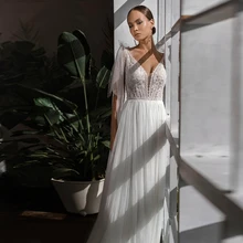 Chic Ivory Bridal Dresses A Line Cap Sleeves Backless Bohemian Wedding Gown For Woman Floor Length Plus Size Robe De Mariage
Chic Ivory Bridal Dresses A Line Cap Sleeves Backless Bohemian Wedding Gown For Woman Floor Length Plus Size Robe De Mariage