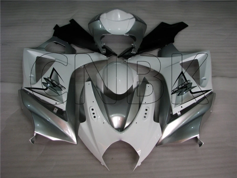 GSXR 1000 2007 набор для всего тела GSX R 2008 белого и серебристого цвета из АБС-пластика