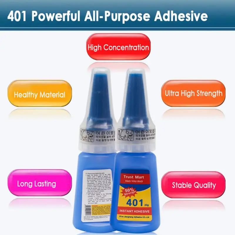 1pcs 401 Super Strong Liquid Fast Adhesive Glue Rapid Fix Instant For Handmade Crafts Wood Plastic Repair Household Tools 20ml
1pcs 401 Super Strong Liquid Fast Adhesive Glue Rapid Fix Instant For Handmade Crafts Wood Plastic Repair Household Tools 20ml