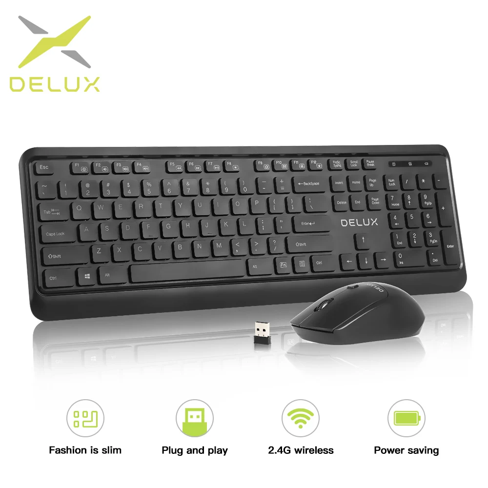 Delux KA190G Wireless Keyboard and Mouse Combo Set Long Battery Life 104 Keypads Mice Set with Multimedia Keys For Computer
Delux KA190G Wireless Keyboard and Mouse Combo Set Long Battery Life 104 Keypads Mice Set with Multimedia Keys For Computer