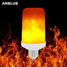 O bulbo dinâmico do milho do efeito da chama do diodo emissor de luz de anblub e27 4 modos ac 85-265 v cintilação emulação gravidade decoração da lâmpada luzes de fogo criativas(China)