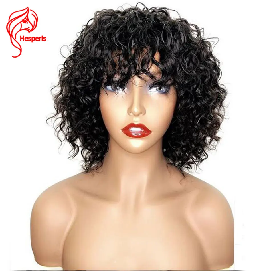 

Hesperis Soft Curly Human Hair Lace Wigs For Women 13x6 Glueless Brazilian Lace Front Wigs With Bang Curly Hair With Pre Plucked