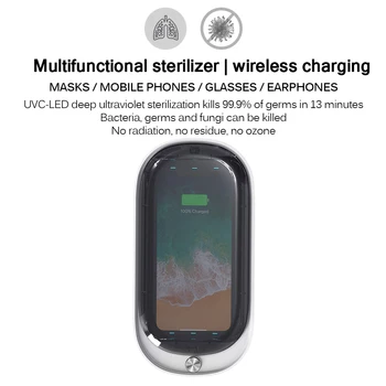 Wireless Charging Function Cell Phone UV Sanitizer Multi-Function UVC LED Disinfection Case For Smartphones Mask Jewelry Watches
Wireless Charging Function Cell Phone UV Sanitizer Multi-Function UVC LED Disinfection Case For Smartphones Mask Jewelry Watches