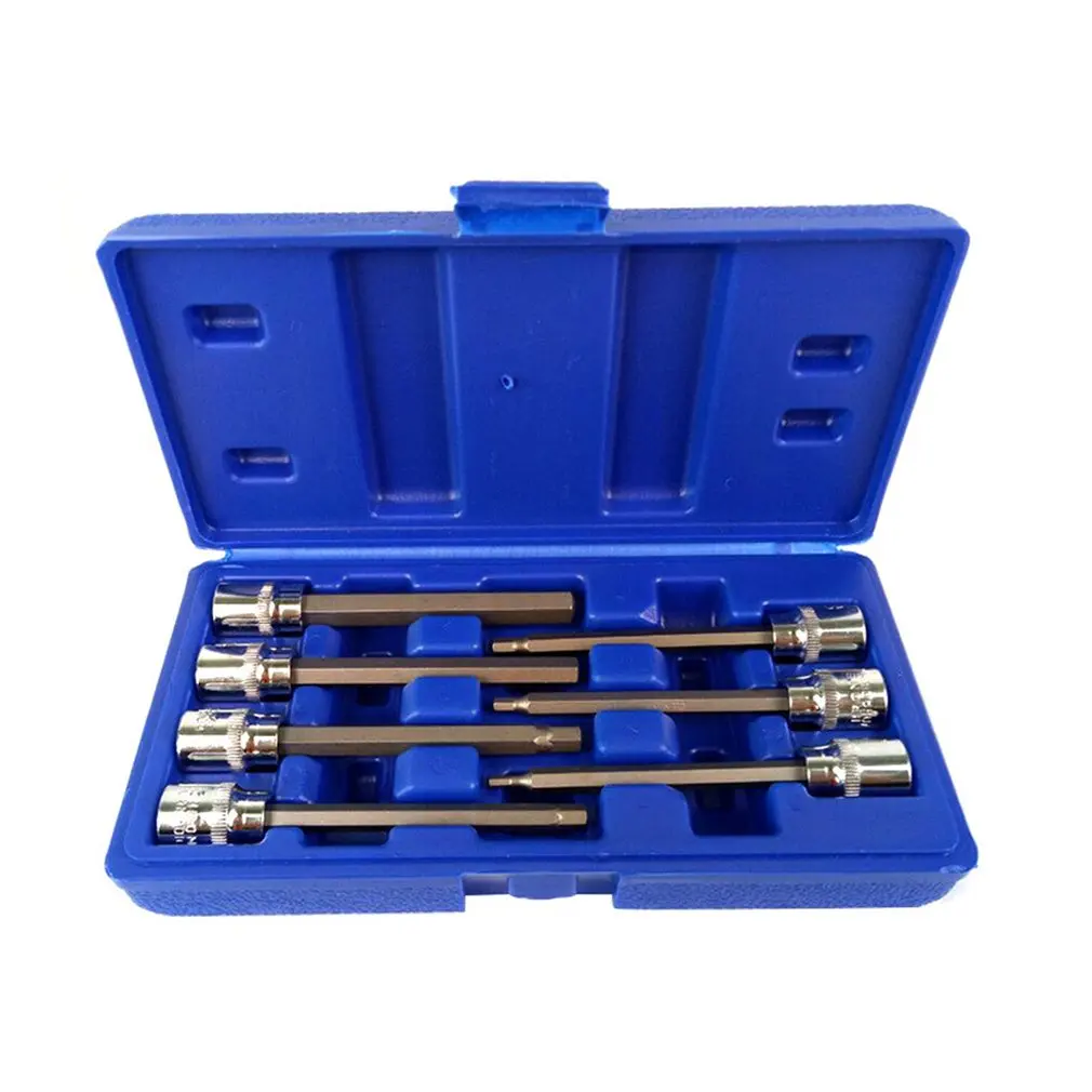 7pcs 3/8 Extra Long Socket Set 110mm Socket Adatper for Torque Socket Wrench Hex Allen Key Screwdriver Bit Set 3-10mm
7pcs 3/8 Extra Long Socket Set 110mm Socket Adatper for Torque Socket Wrench Hex Allen Key Screwdriver Bit Set 3-10mm