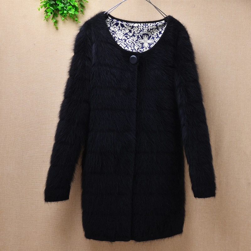 

Top majur ladies winter coats slim o-neck long sleeves mink cashmere hand knitted china sale discount