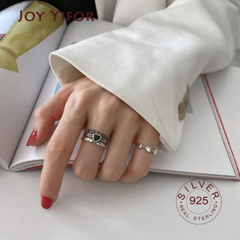 S925 sterling silver rings for women black heart finger open adjustable ring trendy vintage fine jelwery
S925 sterling silver rings for women black heart finger open adjustable ring trendy vintage fine jelwery