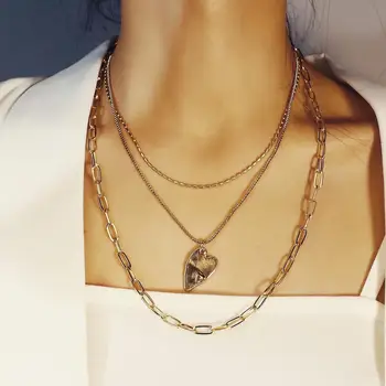 AENSOA Multi Layer Love Heart Pendant Choker Necklace Steampunk Gold Color Metal Heart Chain Necklace Collier New Design Jewelry
AENSOA Multi Layer Love Heart Pendant Choker Necklace Steampunk Gold Color Metal Heart Chain Necklace Collier New Design Jewelry