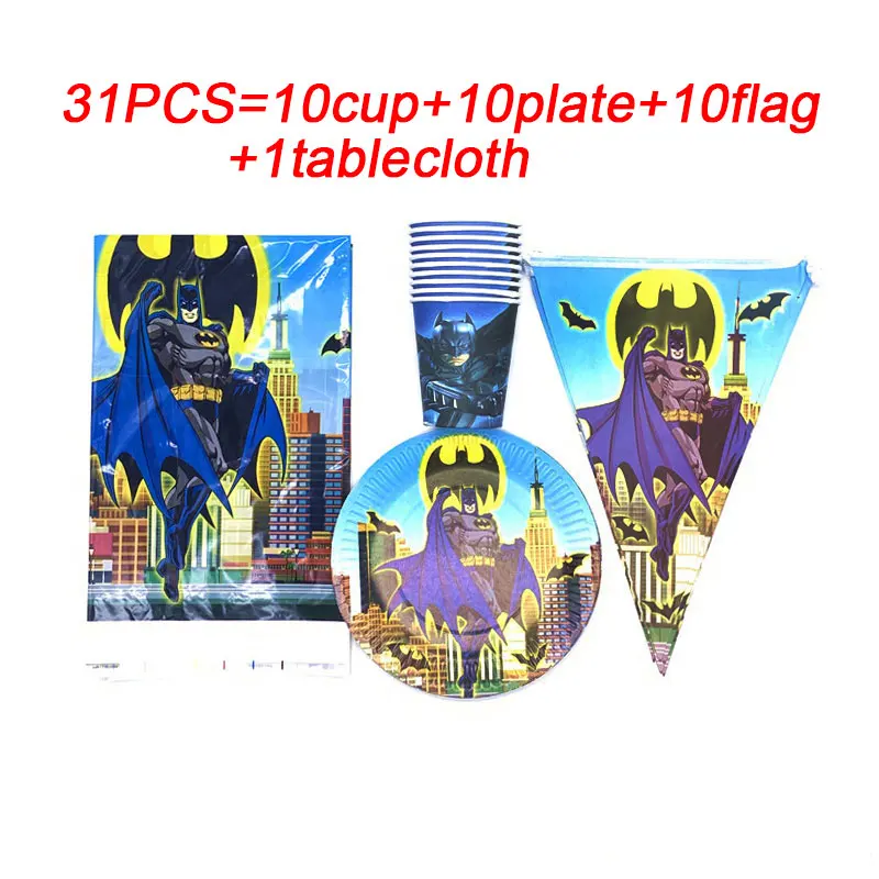 Superhero Batman Theme Birthday Party Decor Paper Plates Cups Banner Tableware Set Batman Tablecloth Baby Shower Party Supplies
Superhero Batman Theme Birthday Party Decor Paper Plates Cups Banner Tableware Set Batman Tablecloth Baby Shower Party Supplies