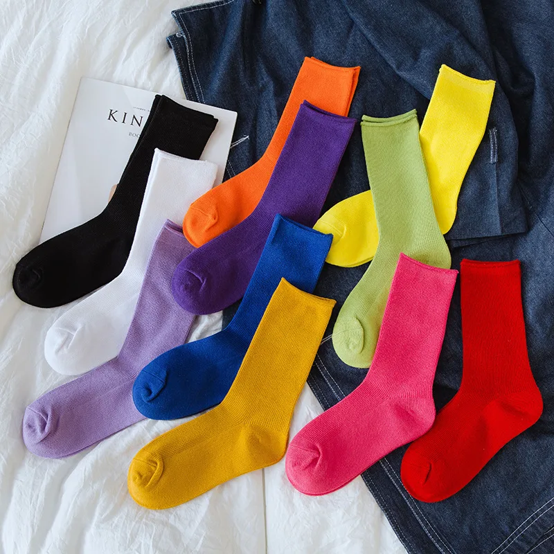 New Women's Socks Ladies'Edge-rolled Pile up Socks Pure Cotton Retro Pure-color Vertical Bar Socks
New Women's Socks Ladies'Edge-rolled Pile up Socks Pure Cotton Retro Pure-color Vertical Bar Socks