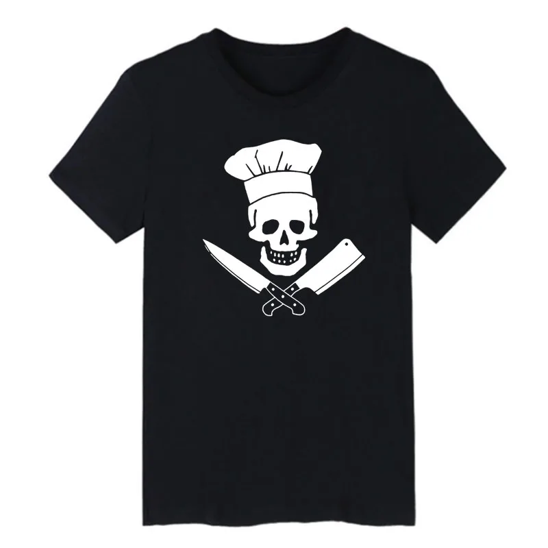 Забавная футболка шеф-повара Мясник кулинарный шеф-повар череп с ножами графика