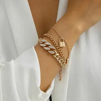 SHIXIN Hip Hop Ice Out Chain Crystal Bracelets for Women Rhinestone Layered Lock Pendant Chunky Bracelet Fashion 2020 Hand Chain 
SHIXIN Hip Hop Ice Out Chain Crystal Bracelets for Women Rhinestone Layered Lock Pendant Chunky Bracelet Fashion 2020 Hand Chain