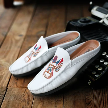 Summer Men Half slippers Original Men Casual Flats Shoes Half Drag Mens Loafers Black Pu Leather Shoes Man Slip On Sneakers Mens 
Summer Men Half slippers Original Men Casual Flats Shoes Half Drag Mens Loafers Black Pu Leather Shoes Man Slip On Sneakers Mens