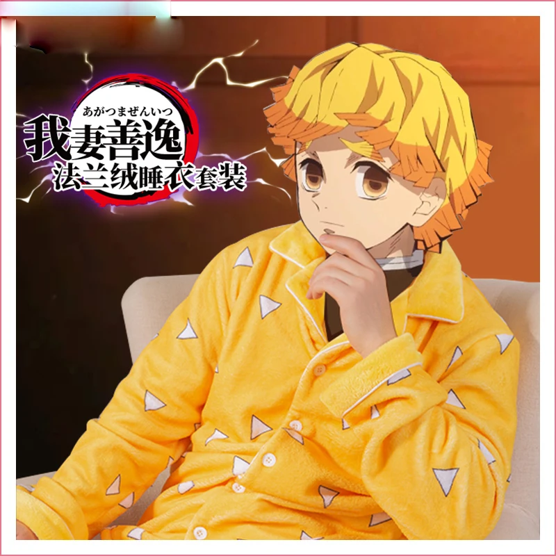 Anime Demon Slayer Kimetsu no Yaiba Agatsuma Zenitsu Cosplay Autumn Winter Men Women Coral fleece Warm pajamas Tops Pants Outfit
Anime Demon Slayer Kimetsu no Yaiba Agatsuma Zenitsu Cosplay Autumn Winter Men Women Coral fleece Warm pajamas Tops Pants Outfit