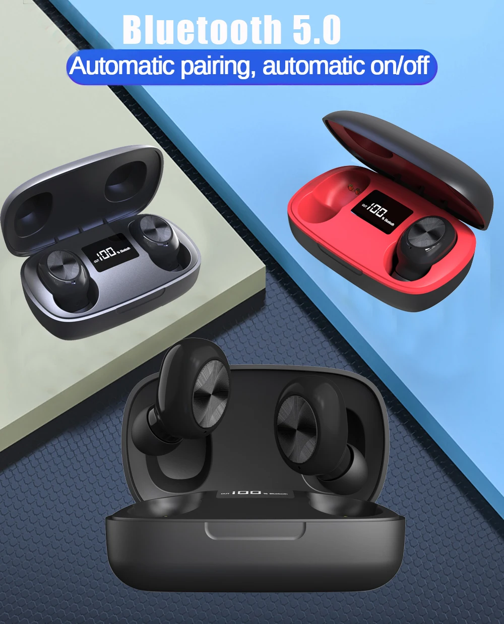 0 wireless earphone one key control earbud waterproof hfi sound