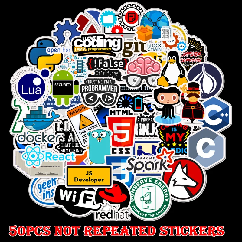 50pcs Internet Programming stickers for Laptop Programer Language Cloud Docker Developer sticker for Luggage Laptop decor
50pcs Internet Programming stickers for Laptop Programer Language Cloud Docker Developer sticker for Luggage Laptop decor