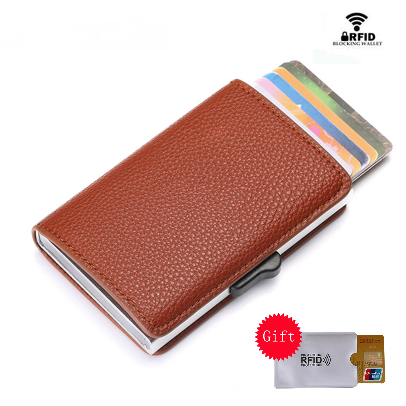 Bycobecy 2019 New Credit Card Holder RFID Blocking Card Wallet for Travel Aluminum Box Fashion Soft Leather Slim Card Case
Bycobecy 2019 New Credit Card Holder RFID Blocking Card Wallet for Travel Aluminum Box Fashion Soft Leather Slim Card Case