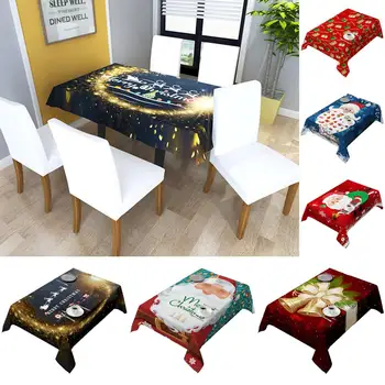 

Polyester Tablecloth Home Christmas Decorations Santa Claus Xmas Tabletop Party Decor, 55"x70.8"