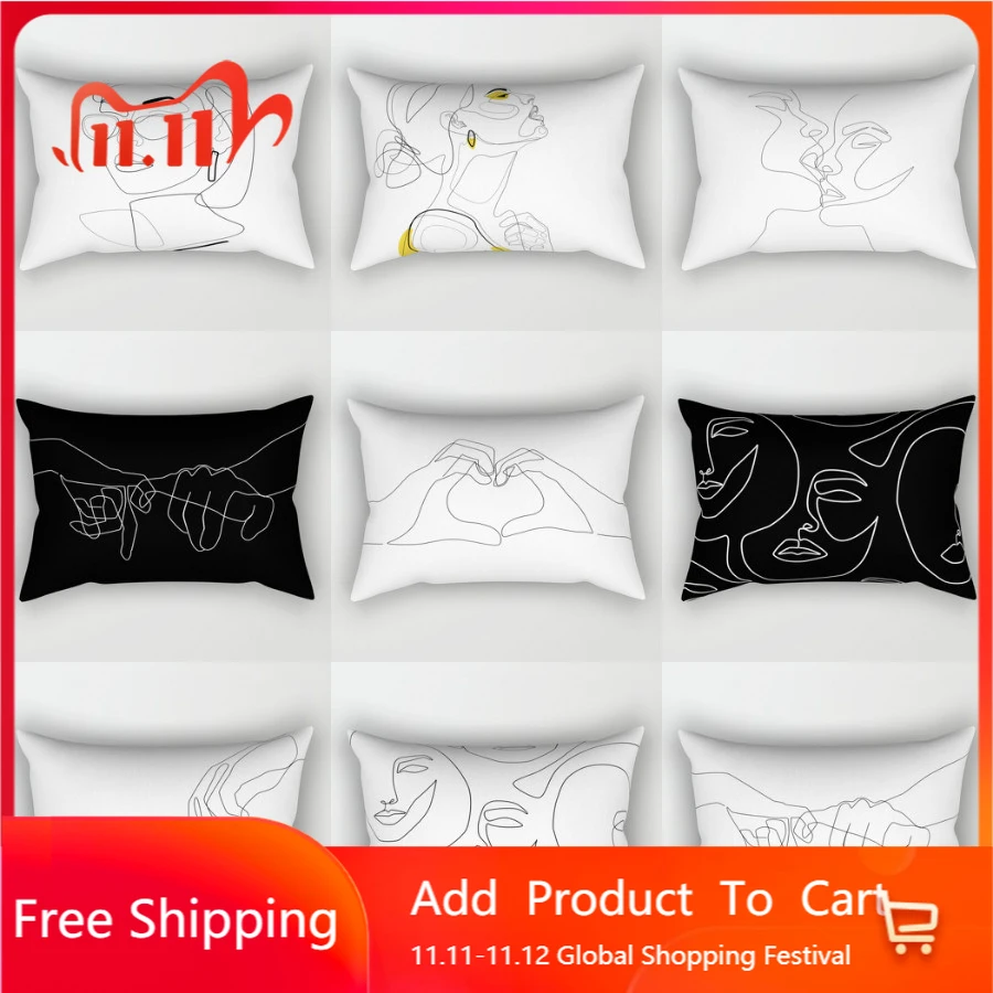 

Abstract Geometric Pillowcase 400x600mm Rectangular Short Plush Pillow Cover Sofa Cushion Cover Office Lumbar Cushion Cover