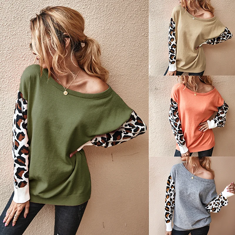 Quality Rules - Women Autumn Winter Sweater Knited Pullovers Leopard Stripes Design Patchwork womens sweaters | Женская одежда