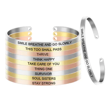 Customized Personalized Stainless Steel Positive Inspirational Bracelet Engraved Quote Mantra Cuff Bangle For Women SL-052
Customized Personalized Stainless Steel Positive Inspirational Bracelet Engraved Quote Mantra Cuff Bangle For Women SL-052