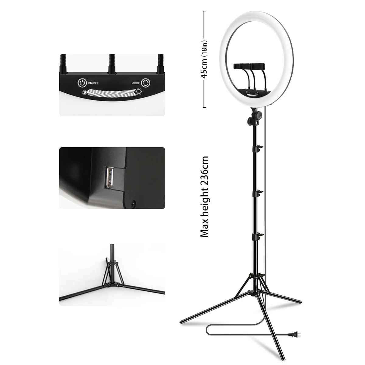 18" LED Ring Light Set Touch Control Dimmable Camera Phone LED Selfie Ring Lamp With Stand Tripod For Makeup Video Live Studio
18" LED Ring Light Set Touch Control Dimmable Camera Phone LED Selfie Ring Lamp With Stand Tripod For Makeup Video Live Studio