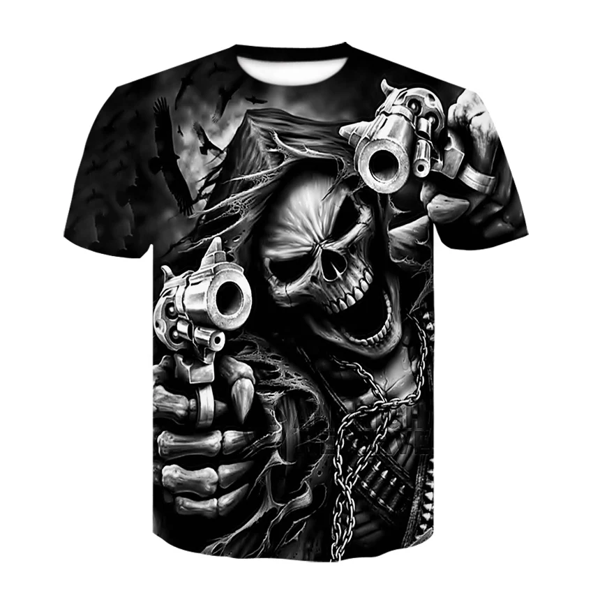 Мужская футболка с черепом в стиле панк рок 3d принтом винтажная Готическая