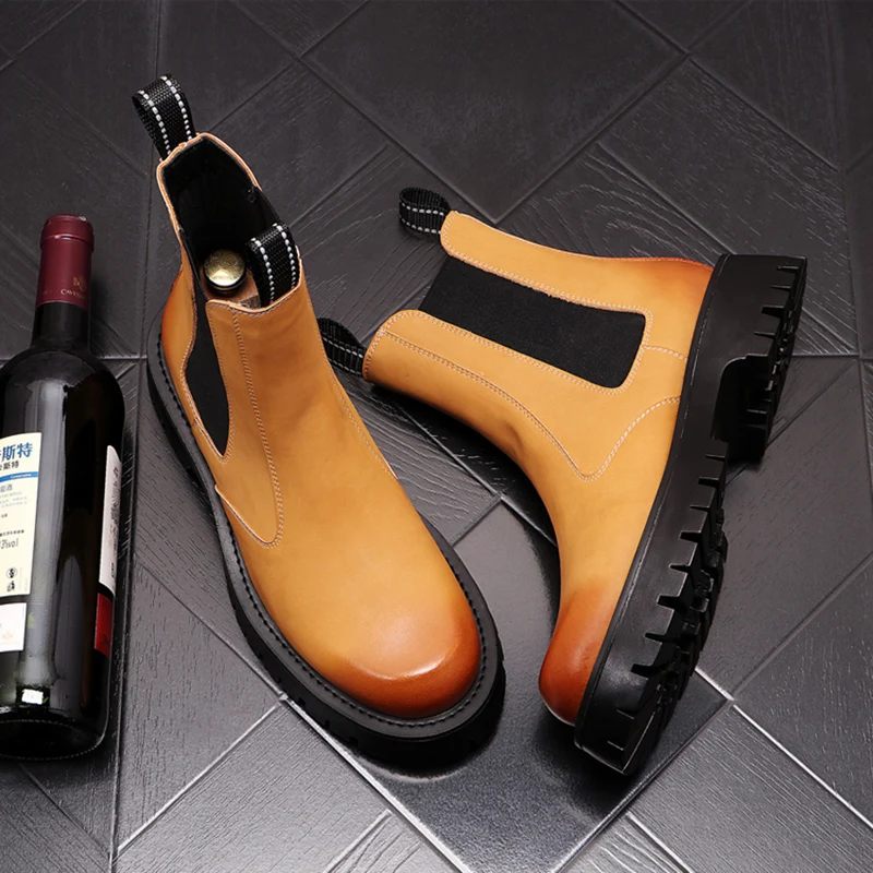 men's leisure party nightclub dress natural leather boots spring autumn platform shoes breathable smokestack chelsea botas mans
men's leisure party nightclub dress natural leather boots spring autumn platform shoes breathable smokestack chelsea botas mans