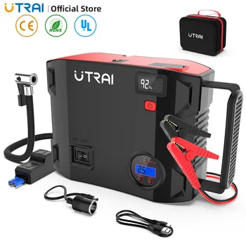 UTRAI Air Compressor Pump 4 In 1 Jump Starter 24000mAh Power Bank LED 12V Digital Tire Inflator 150 PSI Emergency Battery Boost
