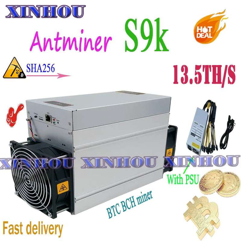 Используется Биткоин BTC BCH miner AntMiner S9K 13 5 T SHA256 Asic с PSU лучше чем Antminer S9 T9 + R4 Ebit E9i