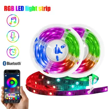 

1/2/3/4/5PCS 10Ft/3m LED Strip Lights，90 LEDs Music Sync Color Changing RGB LED Strip Built-in Mic, Bluetooth App Controlled