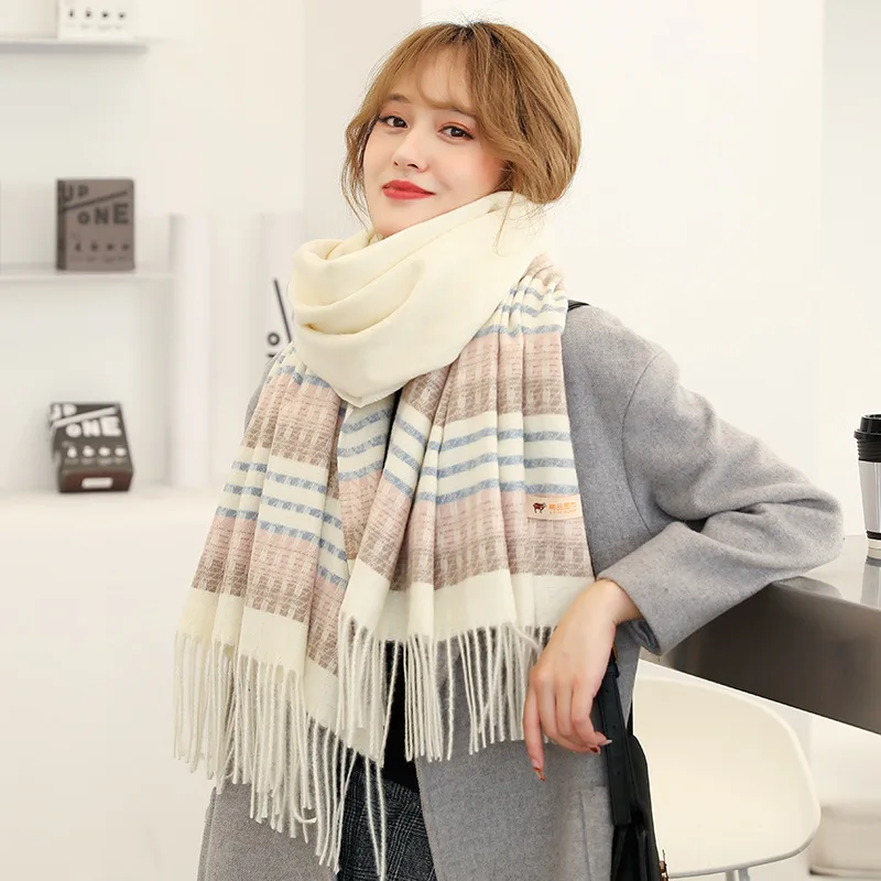 Cashmere scarf striped shawl thicker warm fringe autumn and winter new European Street sweetly knitted wool scarf plaid scarfs
Cashmere scarf striped shawl thicker warm fringe autumn and winter new European Street sweetly knitted wool scarf plaid scarfs